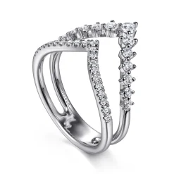 Online Gabriel & Co. 14K White Gold Graduating Diamond Chevron Ring