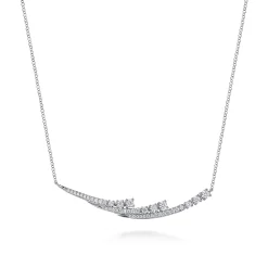 Online Gabriel & Co. 14K White Gold Graduating Diamond Three Spike Bar Necklace