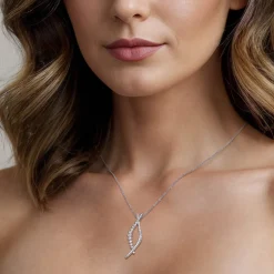 Discount Gabriel & Co. 14K White Gold Graduating Diamond Pendant Necklace