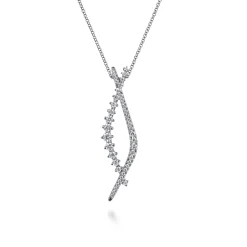 Discount Gabriel & Co. 14K White Gold Graduating Diamond Pendant Necklace