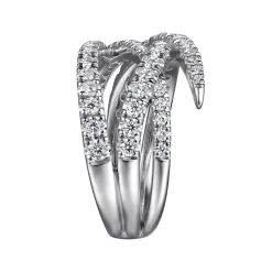 Discount Gabriel & Co. 14K White Gold Graduating Diamond Spike Criss Cross Ring