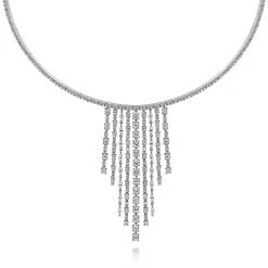 Sale Gabriel & Co. 18K White Gold Graduating Diamond Bar Statement Necklace