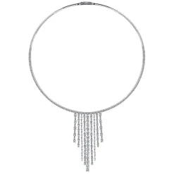 Sale Gabriel & Co. 18K White Gold Graduating Diamond Bar Statement Necklace