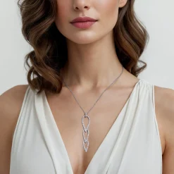 Hot Gabriel & Co. 14K White Gold Graduating Diamond Pear Shape Pendant Necklace