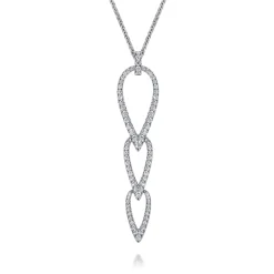 Hot Gabriel & Co. 14K White Gold Graduating Diamond Pear Shape Pendant Necklace