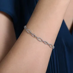 Best Gabriel & Co. 14K White Gold Graduating Diamond Link Tennis Bracelet