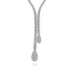 Gabriel & Co. 14K White Gold Graduating Diamond Y Necklace