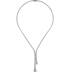 Gabriel & Co. 14K White Gold Graduating Diamond Y Necklace