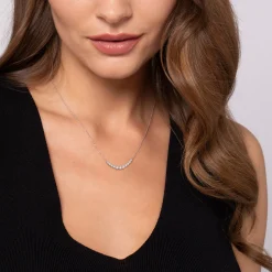Sale Gabriel & Co. 14K White Gold Graduating Diamond Curved Bar Necklace