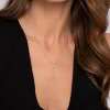 Sale Gabriel & Co. 14K White Gold Graduating Diamond Buttercup Set Drop Necklace