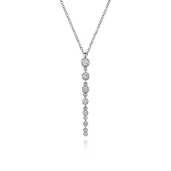 Sale Gabriel & Co. 14K White Gold Graduating Diamond Buttercup Set Drop Necklace