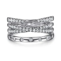 Clearance Gabriel & Co. 14K White Gold Graduating Diamond Spike Easy Stackable Ring