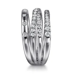 Clearance Gabriel & Co. 14K White Gold Graduating Diamond Spike Easy Stackable Ring