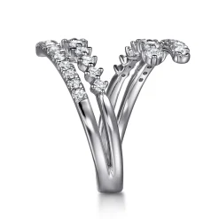 Gabriel & Co. 14K White Gold Graduating Diamond Bypass Ring