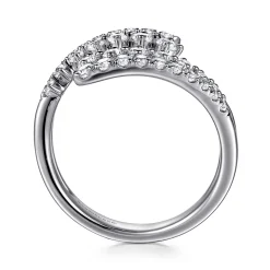 Gabriel & Co. 14K White Gold Graduating Diamond Bypass Ring