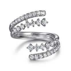 Gabriel & Co. 14K White Gold Graduating Diamond Bypass Ring