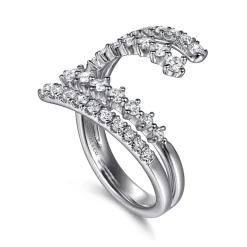 Gabriel & Co. 14K White Gold Graduating Diamond Bypass Ring