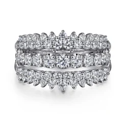 Online Gabriel & Co. 14K White Gold Graduating Diamond Wide Band Ring