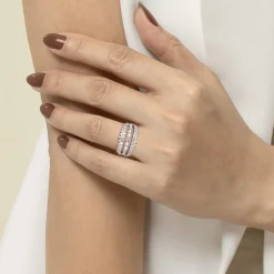 Online Gabriel & Co. 14K White Gold Graduating Diamond Wide Band Ring