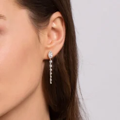 Discount Gabriel & Co. 14K White Gold Graduating Diamond Stud Drop Earrings