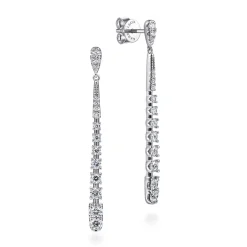 Online Gabriel & Co. 14K White Gold Graduating Diamond Linear Drop Earrings