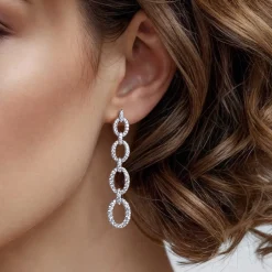 Gabriel & Co. 14K White Gold Graduating Diamond Link Stud Drop Earrings