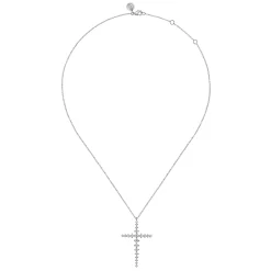 Sale Gabriel & Co. 14K White Gold Graduating Diamonds Cross Necklace