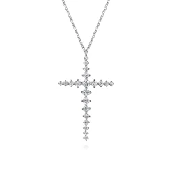 Sale Gabriel & Co. 14K White Gold Graduating Diamonds Cross Necklace