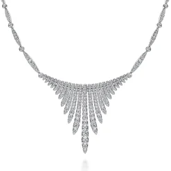 Best Gabriel & Co. 18K White Gold Graduating Diamond Bar Statement Necklace