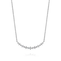 Hot Gabriel & Co. 14K White Gold Graduating Diamond Curved Bar Necklace