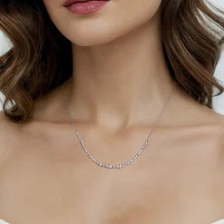 Best Gabriel & Co. 14K White Gold Graduating Marquise Diamond Bar Necklace