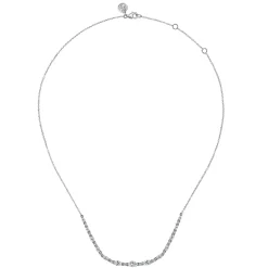 Best Gabriel & Co. 14K White Gold Graduating Marquise Diamond Bar Necklace