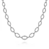 Sale Gabriel & Co. 18K White Gold Graduating Oval Link Diamond Necklace