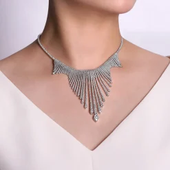 Online Gabriel & Co. 18K White Gold Graduating Spikes Diamond Statement Necklace