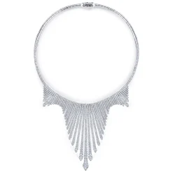 Online Gabriel & Co. 18K White Gold Graduating Spikes Diamond Statement Necklace