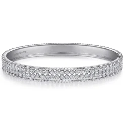 Best Gabriel & Co. 14K White Gold Hinged Diamond Bangle