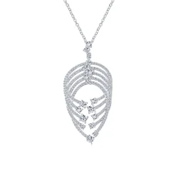 Gabriel & Co. 18K White Gold Intersecting Diamond Channels Pendant Necklace