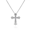 Sale Gabriel & Co. 14K White Gold Intricate Openwork Diamond Cross Necklace