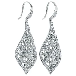Hot Gabriel & Co. 18K White Gold Intricate Pointed Teardrop Diamond Drop Earrings