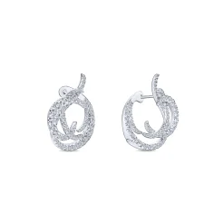 Sale Gabriel & Co. 18K White Gold Intricate Round Twisted 25mm Diamond Hoop Earrings