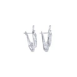 Sale Gabriel & Co. 18K White Gold Intricate Round Twisted 25mm Diamond Hoop Earrings