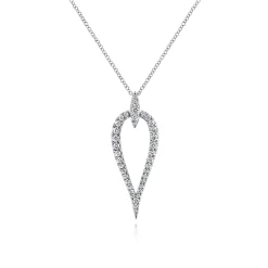 Sale Gabriel & Co. 14K White Gold Inverted Diamond Teardrop Pendant Necklace