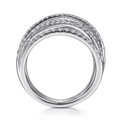 Best Gabriel & Co. 14k White Gold Layered Criss Crossing Wide Band Diamond Ring