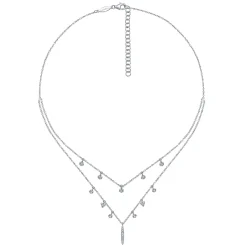 Outlet Gabriel & Co. 14K White Gold Layered Diamond Charm Drop Necklace