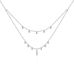 Outlet Gabriel & Co. 14K White Gold Layered Diamond Charm Drop Necklace