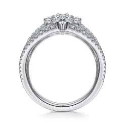 Best Gabriel & Co. 18K White Gold Layered Diamond Fan Wide Band Ring