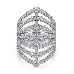 Best Gabriel & Co. 18K White Gold Layered Diamond Fan Wide Band Ring