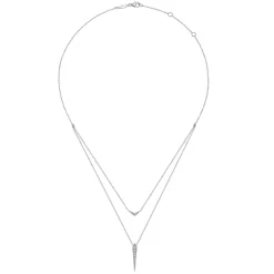 Outlet Gabriel & Co. 14K White Gold Layered Pave Diamond Bar and Spike Pendant Necklace