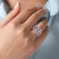 Best Gabriel & Co. 14K White Gold Layered Wide Band Diamond Ring
