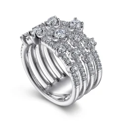 Best Gabriel & Co. 14K White Gold Layered Wide Band Diamond Ring